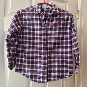Northern Getaway Vintage Plaid Shirt - Purple and White M